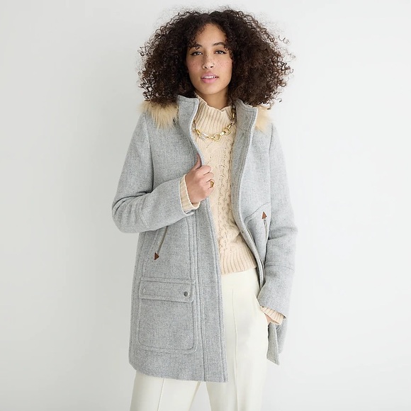 JCREW CHATEAU PARKA IN ITALIAN STADIUM-CLOTH WOOL Heather Gray Womens Jacket 6 - Picture 2 of 2